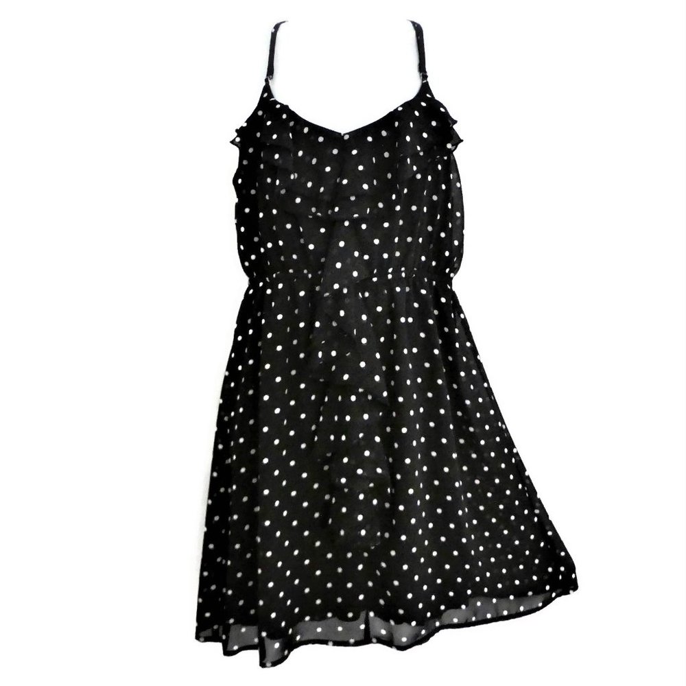 Vintage 90s Y2K Eyelash Couture Mini Dress Ruffle Lined Polka Dot L